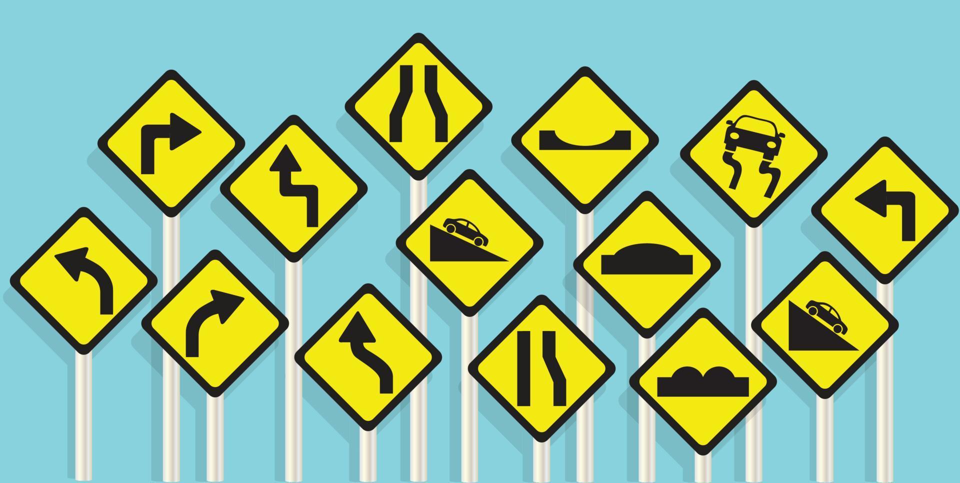 Traffic Sign Road Sign Set Vector Illustration