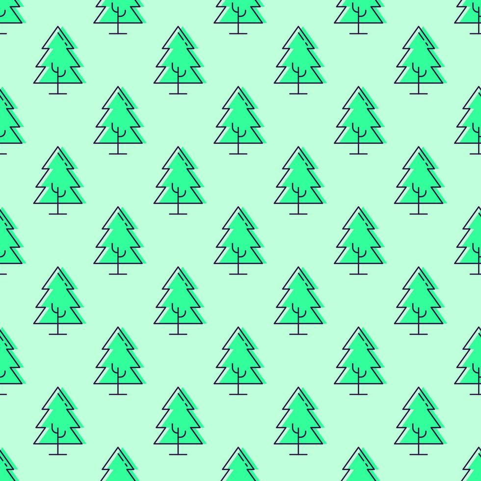 Vector seamless pattern of fir on light green background. Perfect for printing and wrapping. Nature concept