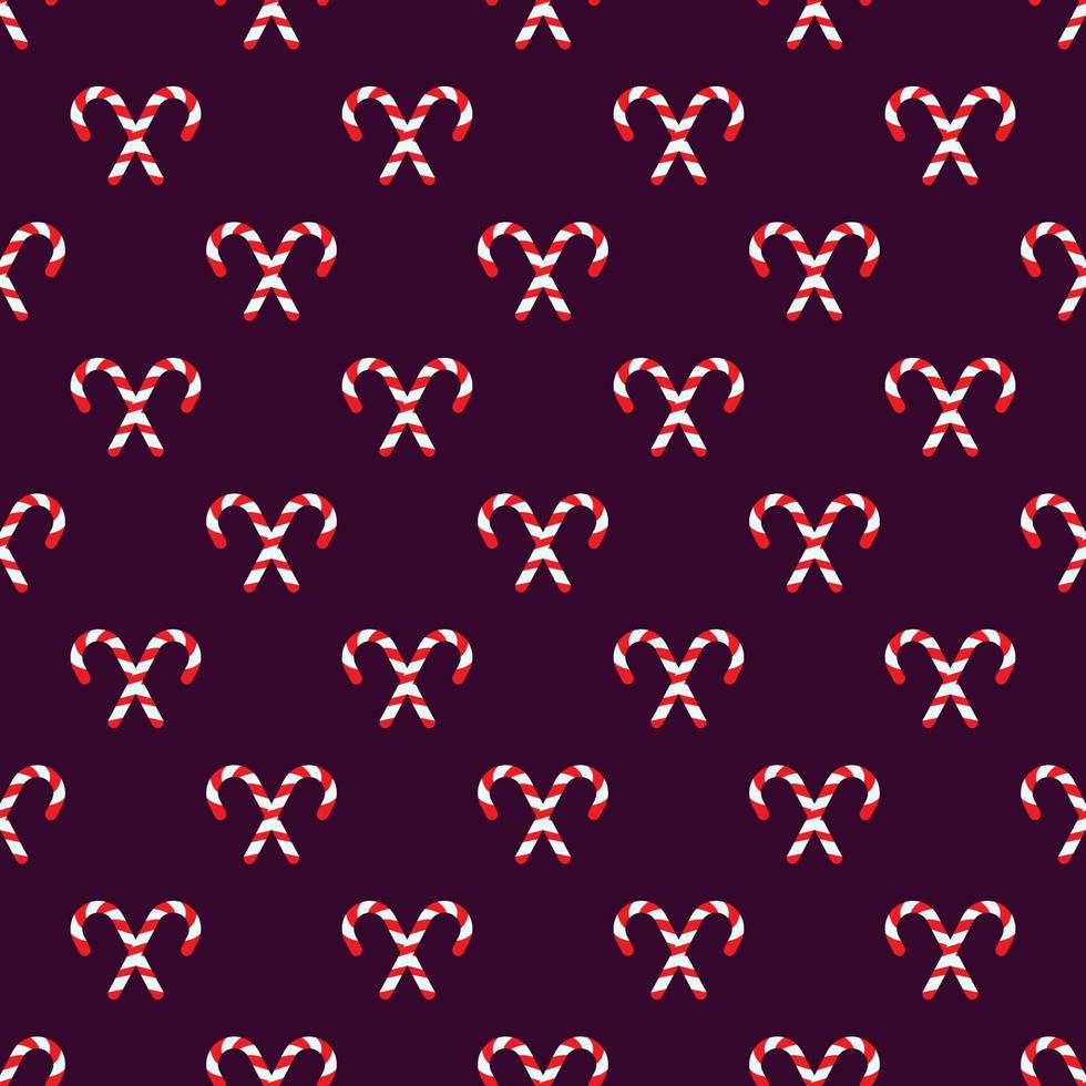 Vector seamless pattern of crossed candies on dark violet background