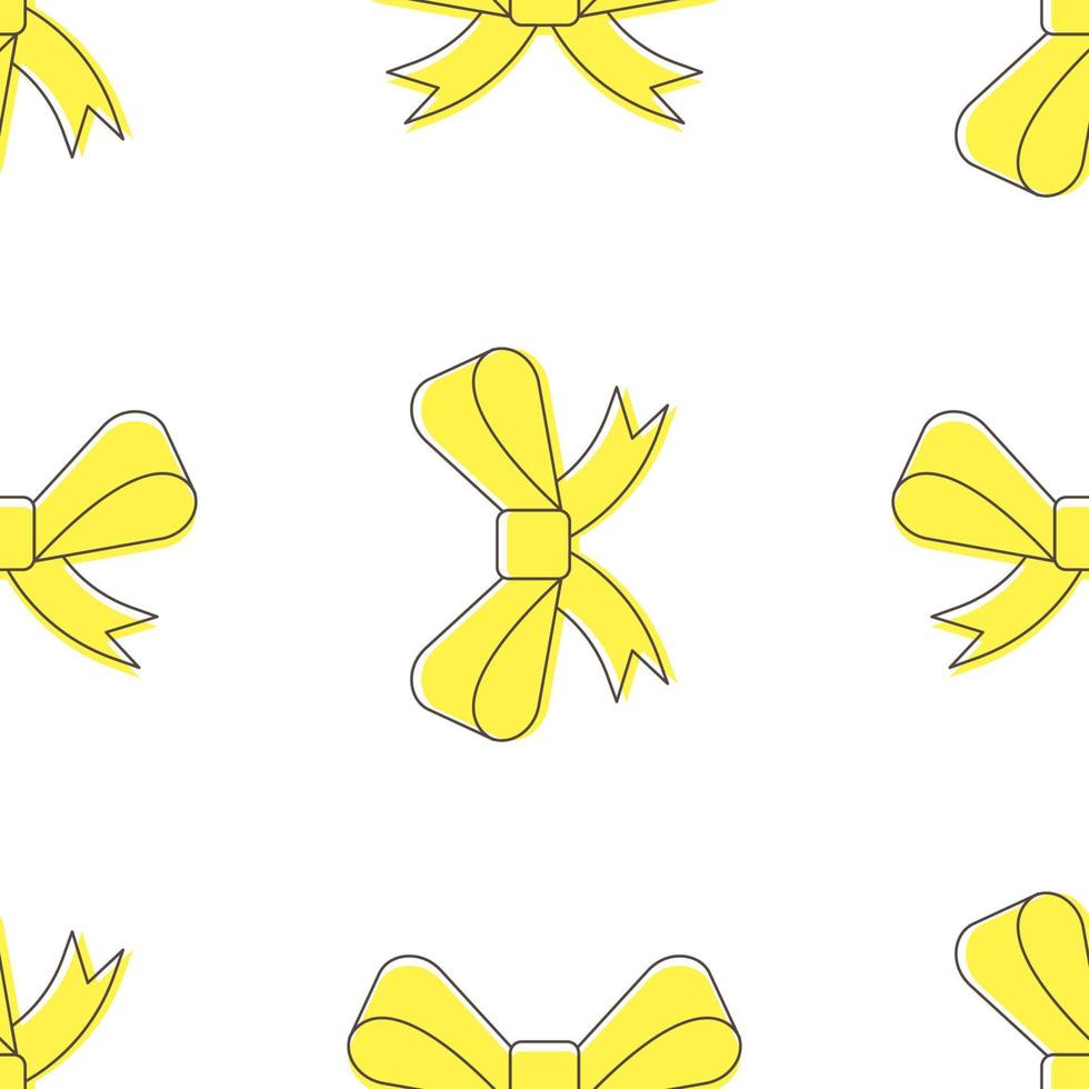 Seamless repeating pattern of vibrant yellow bow on white background vector