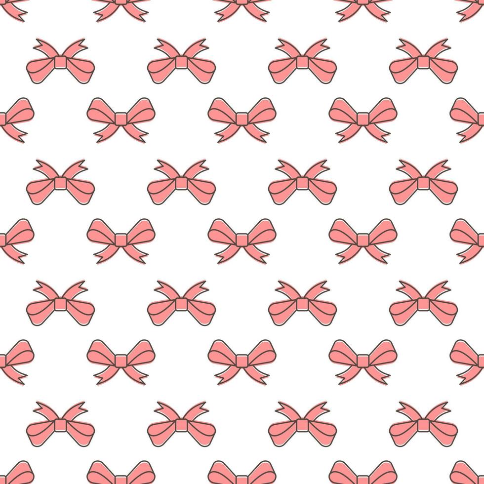Christmas and New Year concept. Seamless vector pattern of small red bow on white background