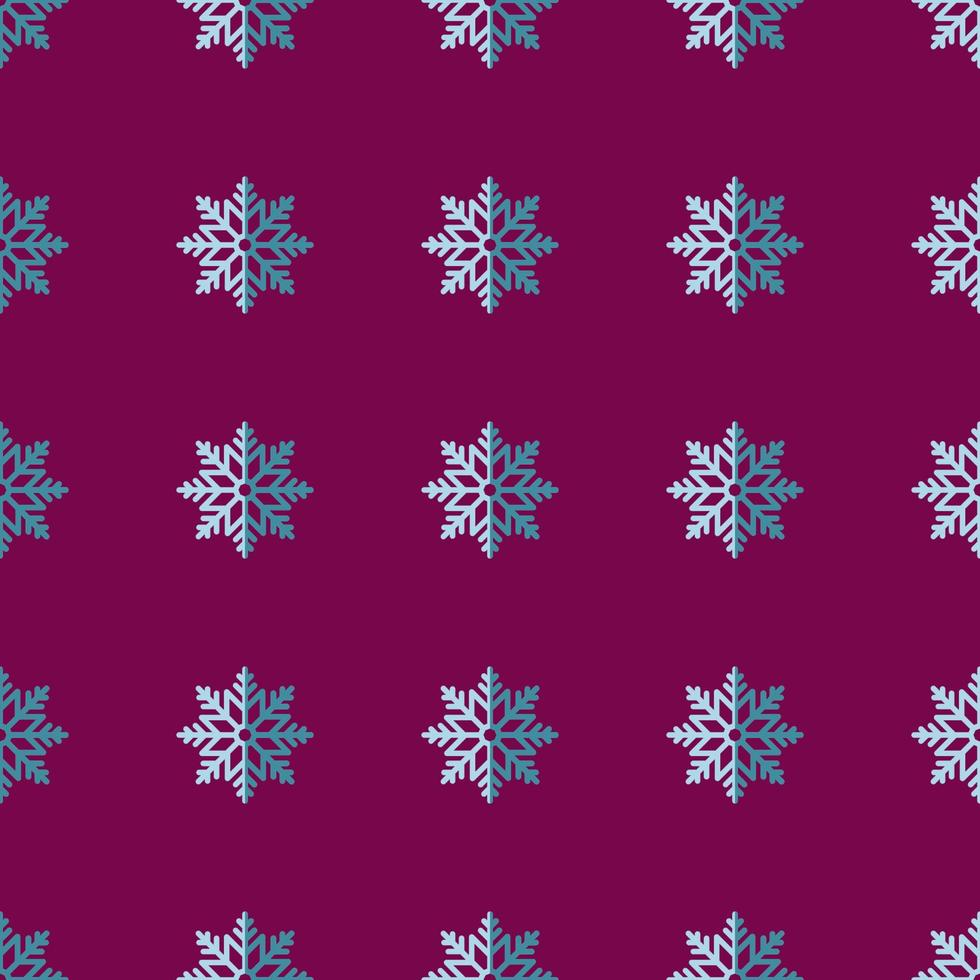 Vector seamless pattern of snowflakes on dark crimson color background. Perfect for textile, wrapping, fabric, wallpapers. Winter, Christmas and New Year concept