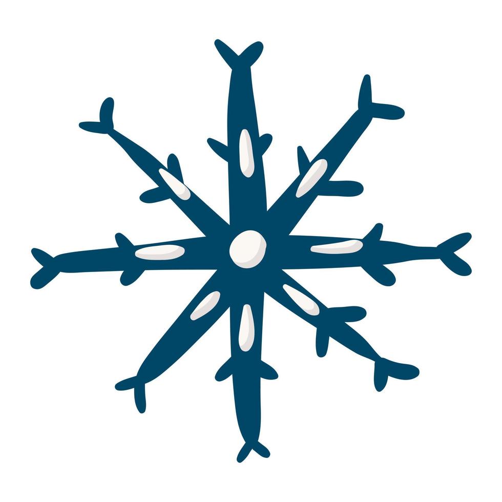 Vector isolated simple illustration of Christmas winter snowflake.