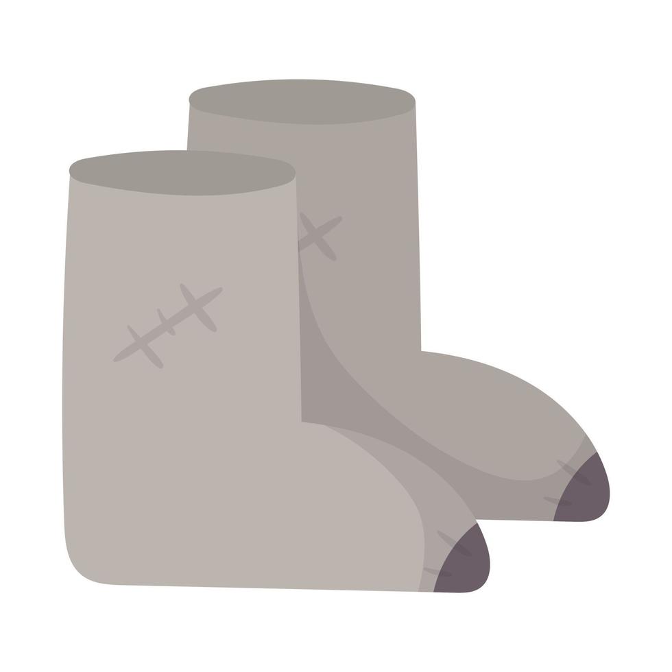 ilustración vectorial de dibujos animados aislados de botas de fieltro de invierno con parche. vector