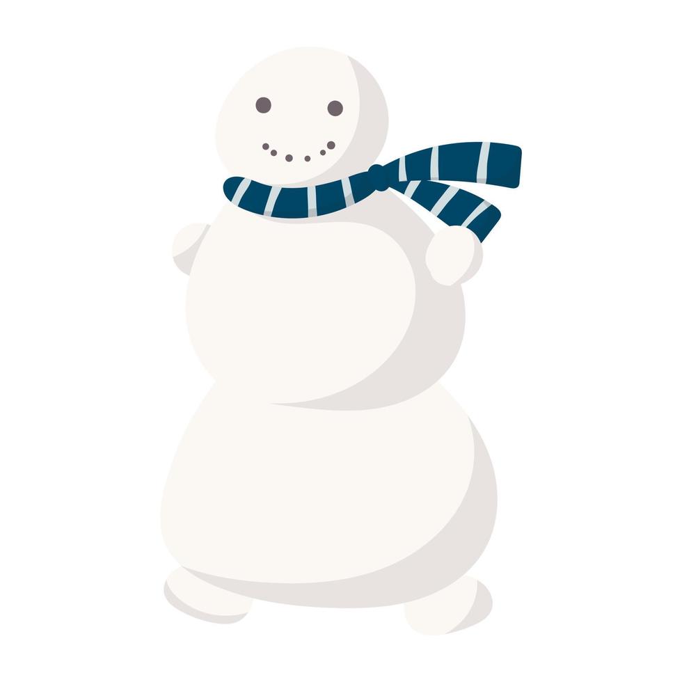 Vector isolated illustration of a winter snowman with a scarf.