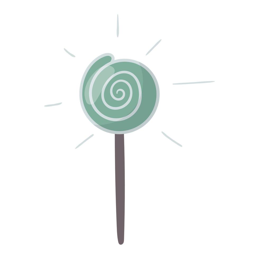 Vector isolated cartoon illustration of sweet caramel or spiral lollipop.