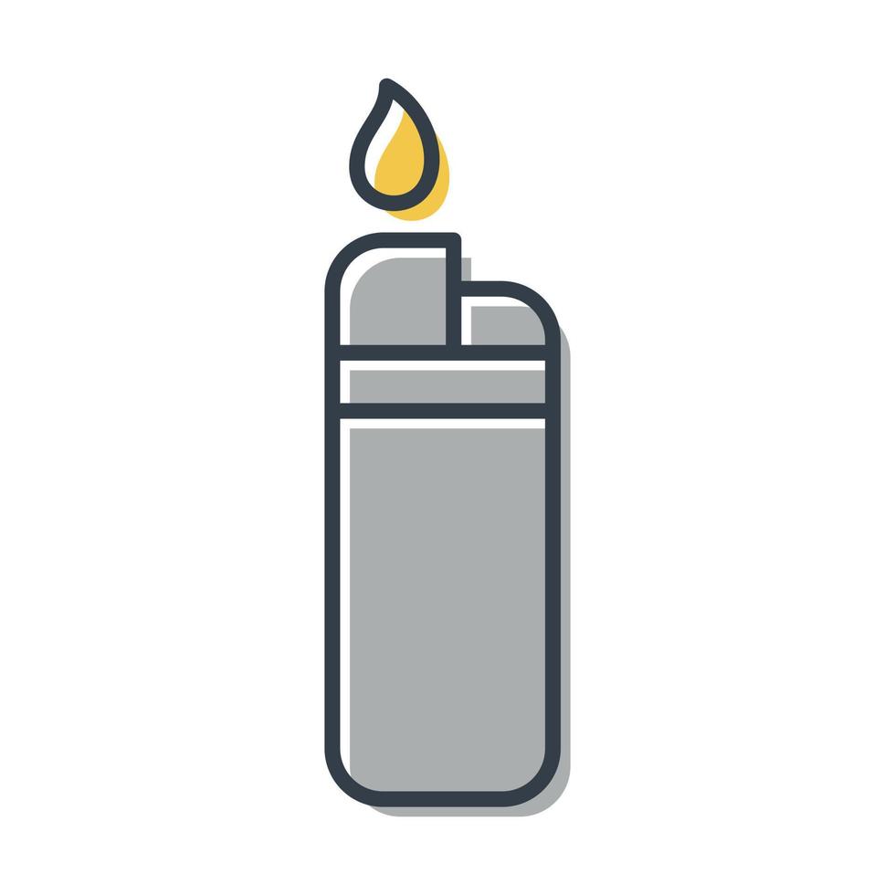 Vector flat isolated gas lighter icon with fire.