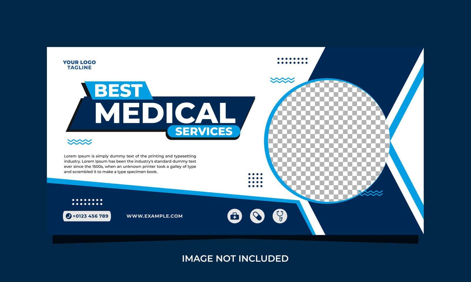 mejor diseño de plantilla de banner horizontal de servicios médicos vector