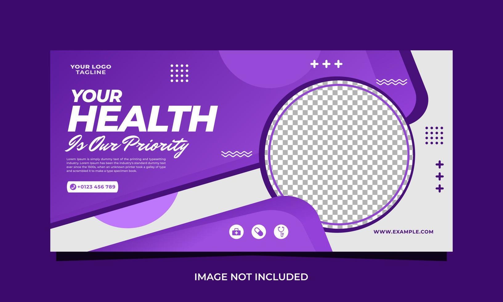 Your health is our priority horizontal banner template design vector