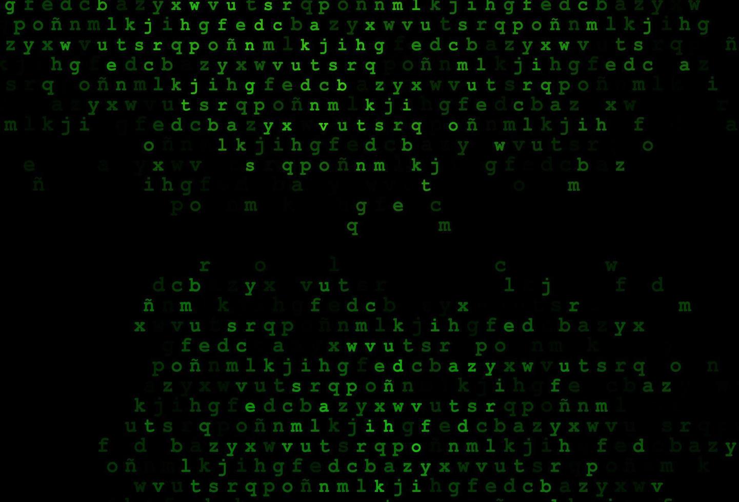 textura de vector verde oscuro con caracteres abc.