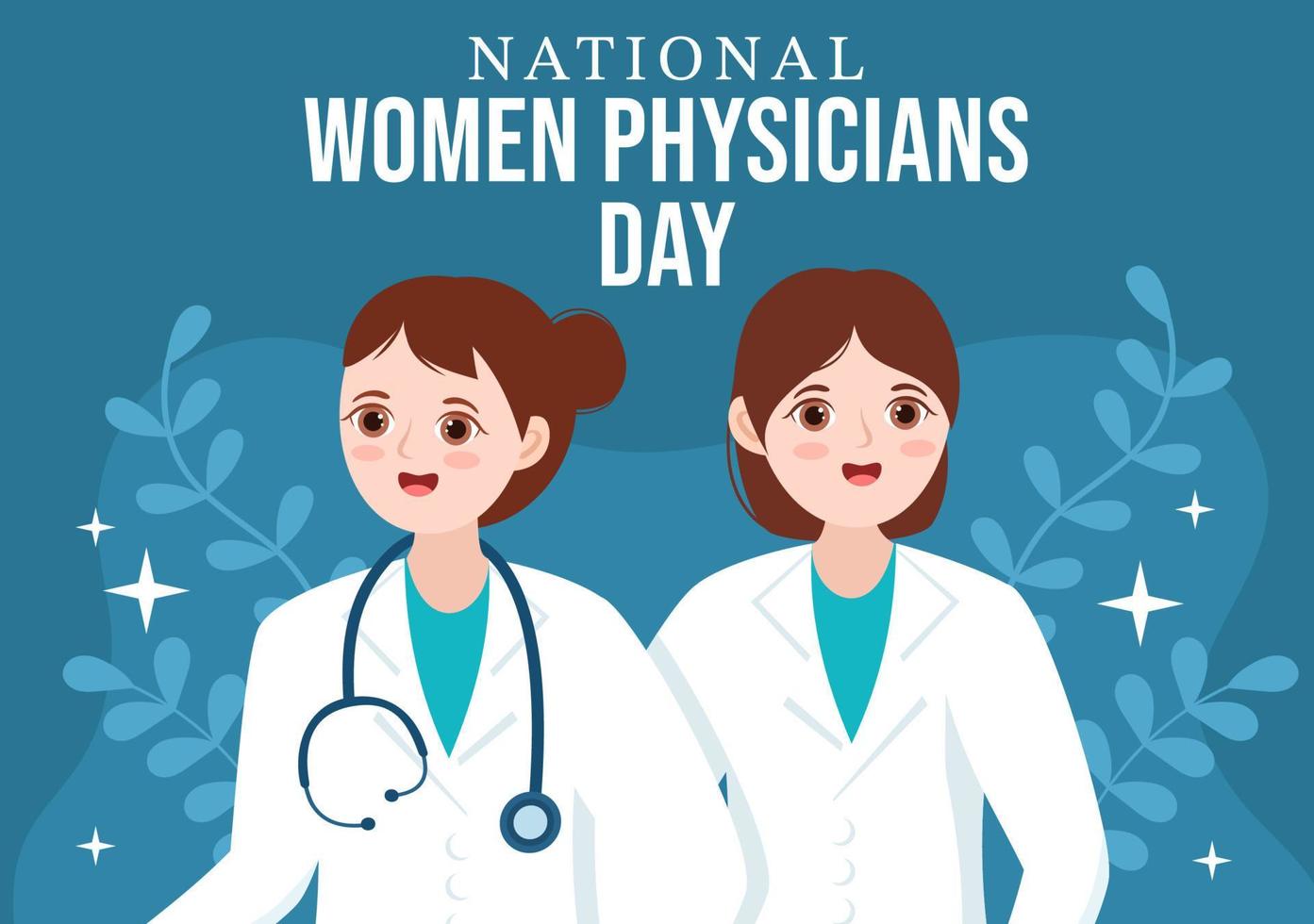 día nacional de las médicas el 3 de febrero para honrar a las doctoras de todo el país en dibujos animados planos dibujados a mano ilustración de plantillas vector