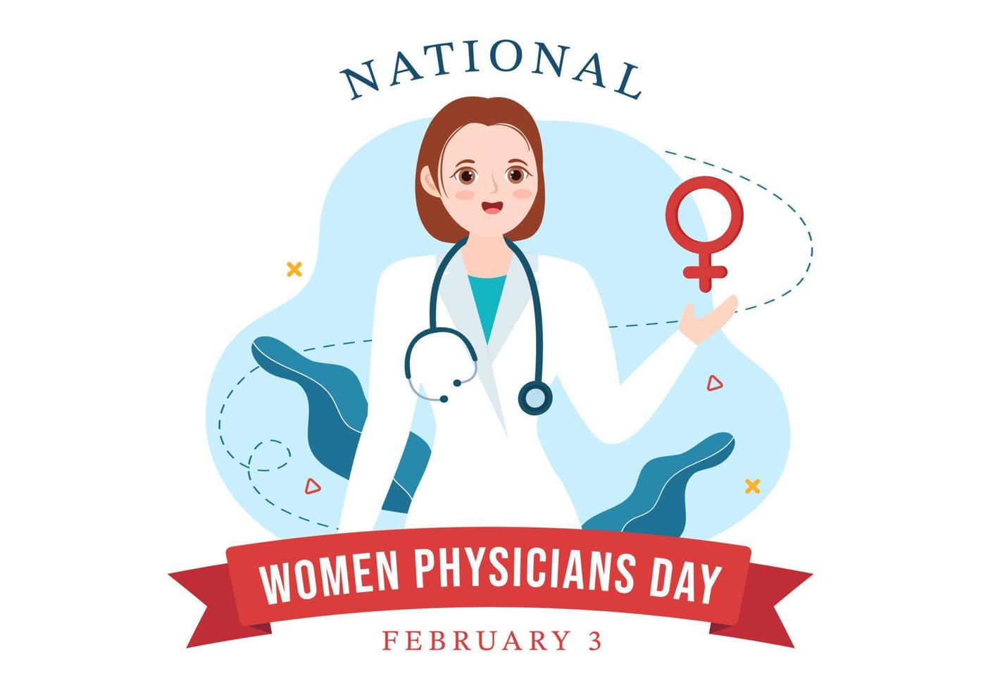 National Women Physicians Day on February 3 to Honor Female Doctors Across the Country in Flat Cartoon Hand Drawn Templates Illustration vector