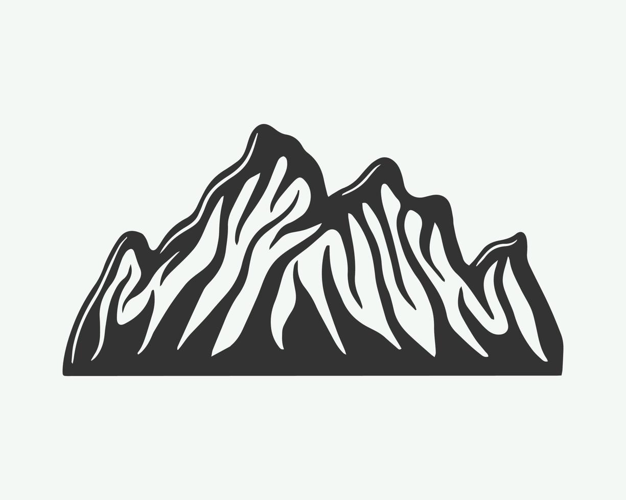 Vintage retro mountain in woodcut style. Can be used for logo, badge or emblem design. Monochrome Graphic Art. Vector Illustration.