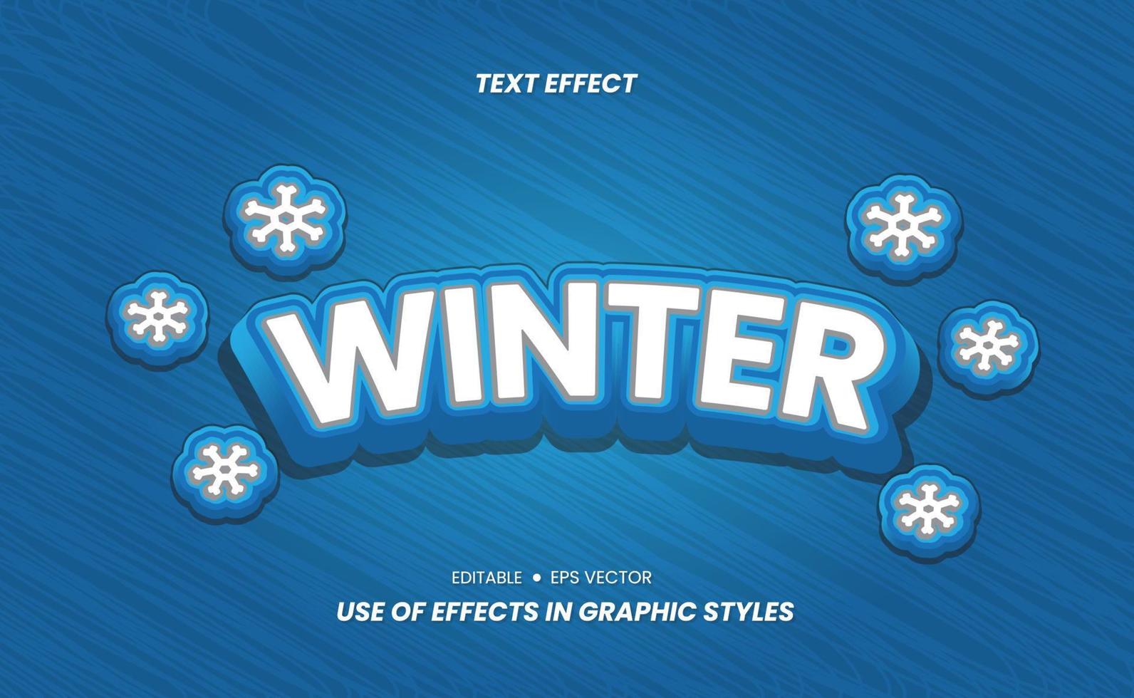 plantilla de efecto de letras de invierno. efectos de texto 3d vector