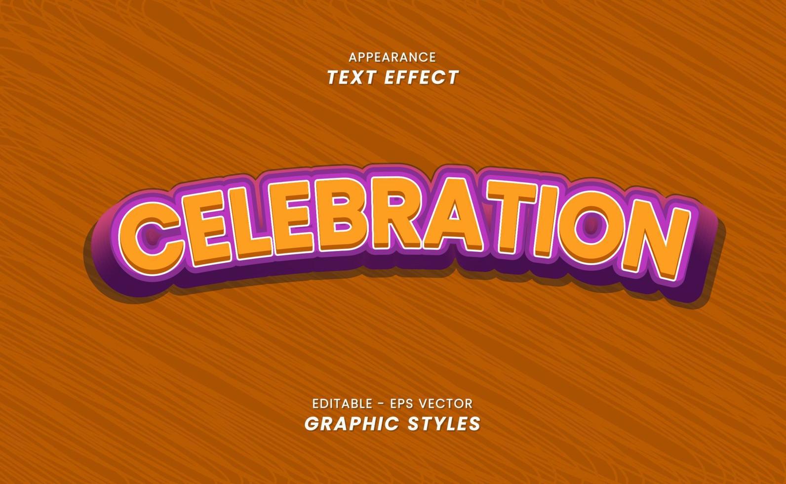 efectos de texto de apariencia: texto de celebración editable. estilos gráficos vector