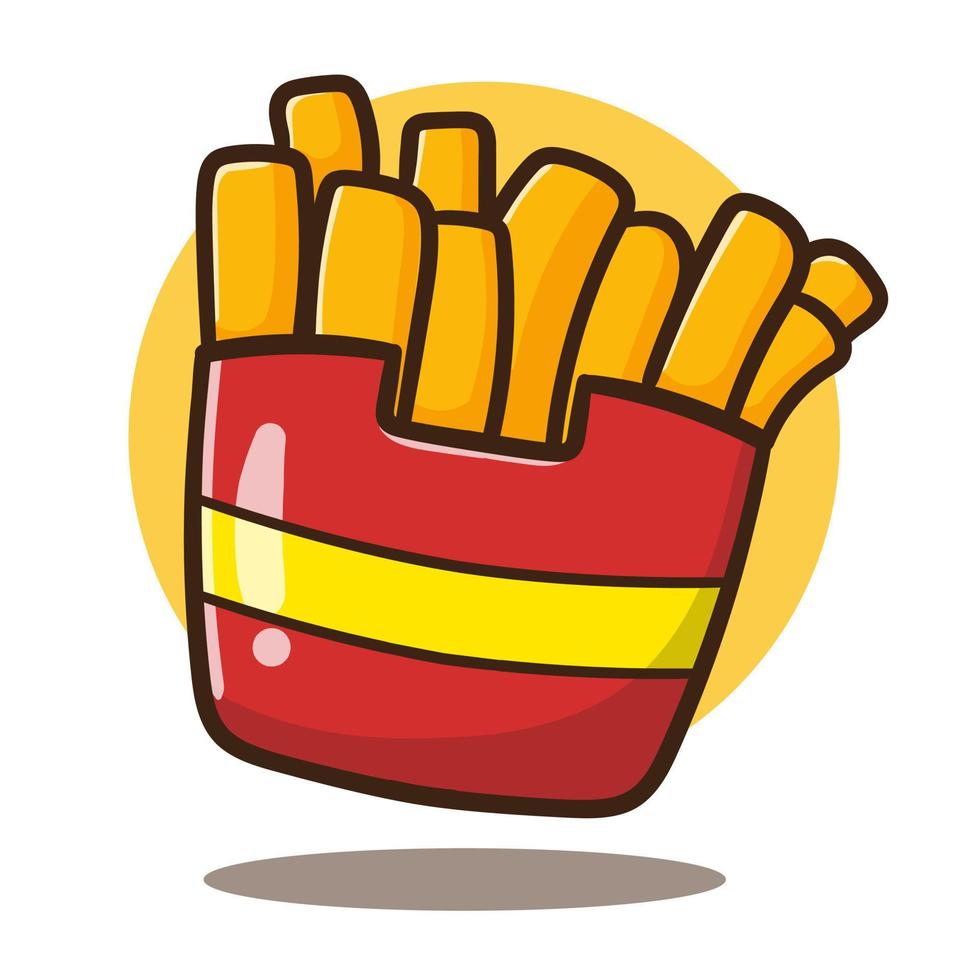 illustration of cute cartoon French fries good for icon restaurant, sticker, poster. vector