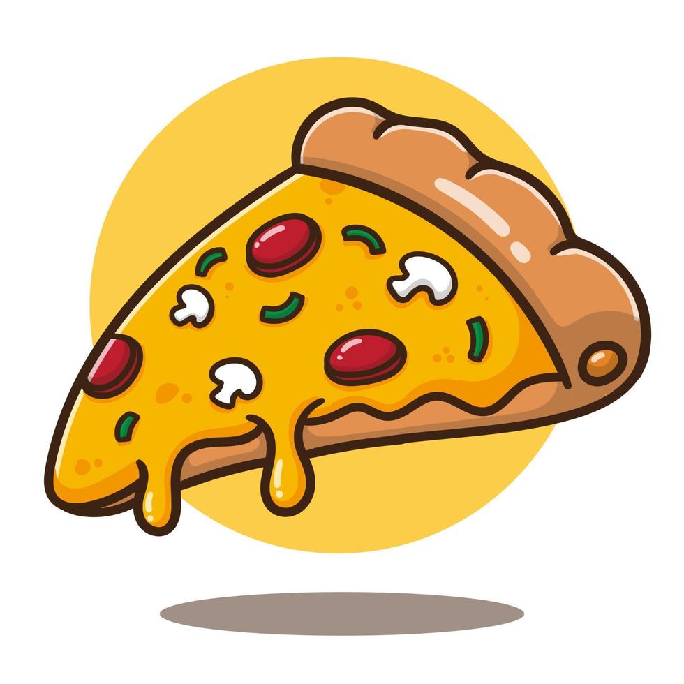 hand draw cartoon pizza good for sticker, vector illustration