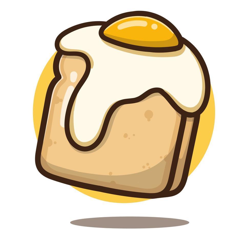 ilustración de dibujos animados de pan con vector de huevos fritos bueno para restaurante de iconos, pegatina.