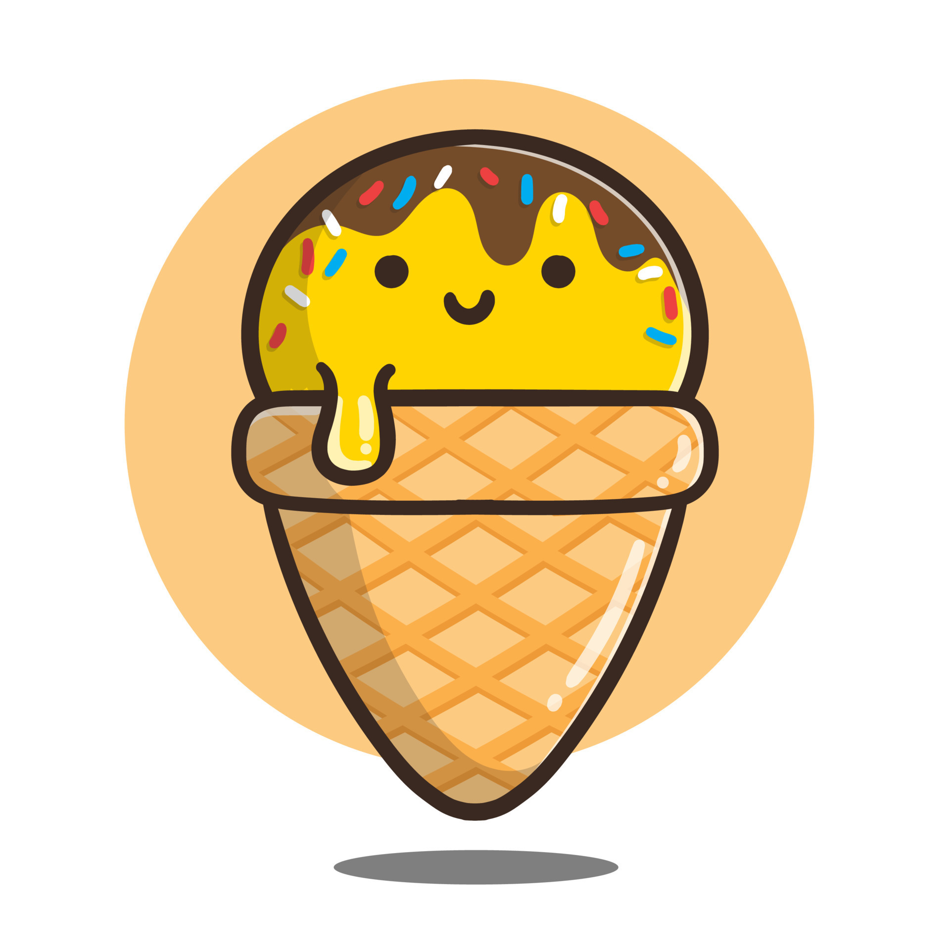 illustration of cute cartoon ice cream good for sticker. 14828374