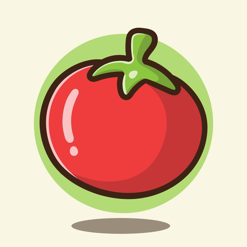 ilustración de vector de tomate vegetal de dibujos animados lindo