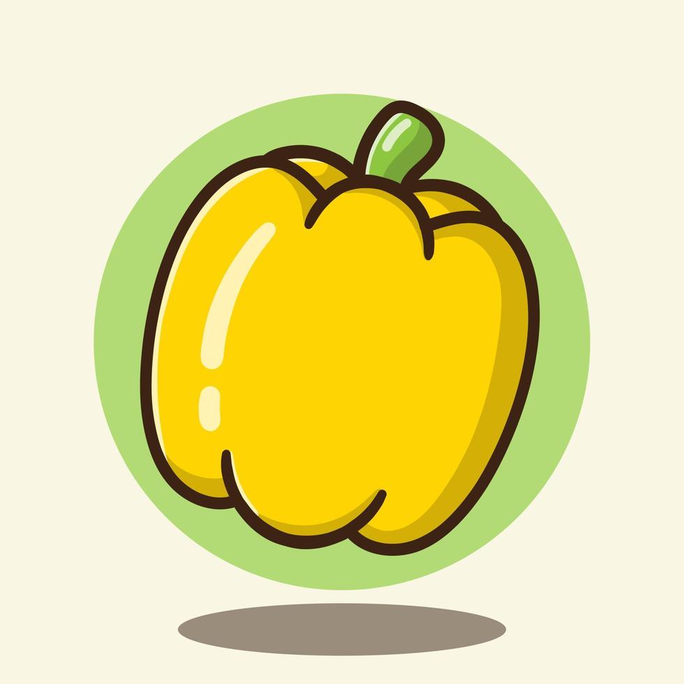 illustration cute cartoon vegetable yellow bell peppers vector