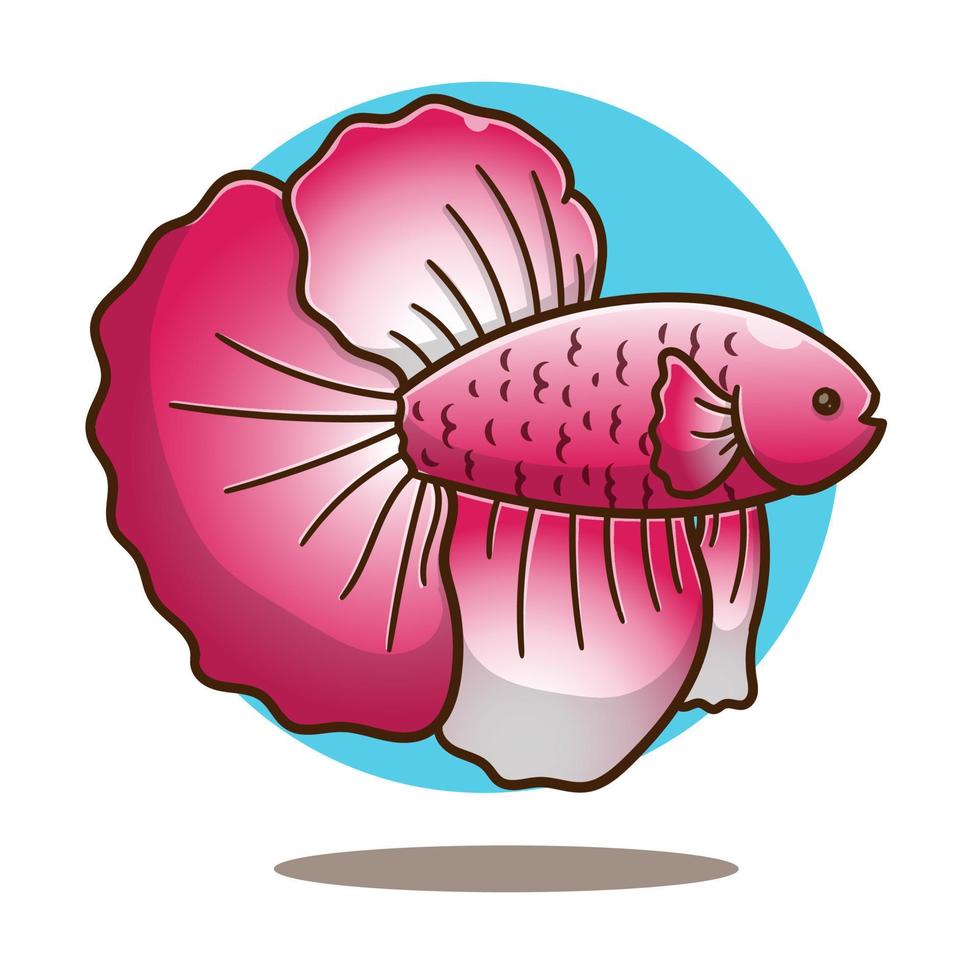 illustration of cute cartoon fish with pink color vector