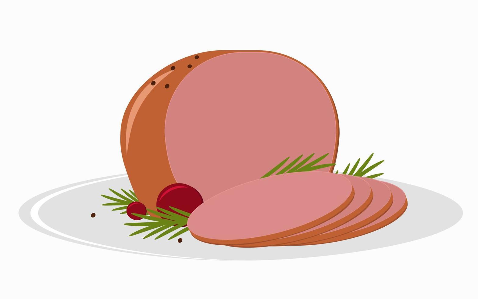 fried christmas ham, food and cooking vector