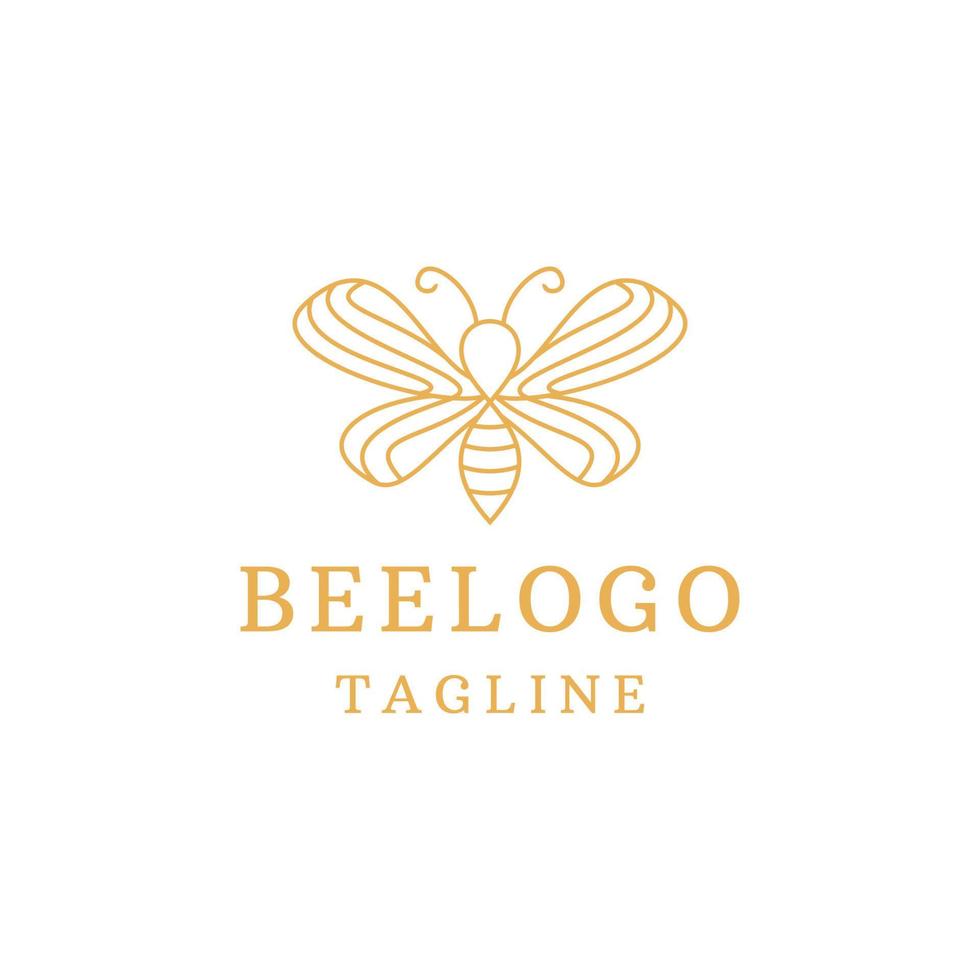 vector plano de plantilla de diseño de logotipo de arte de línea de abeja