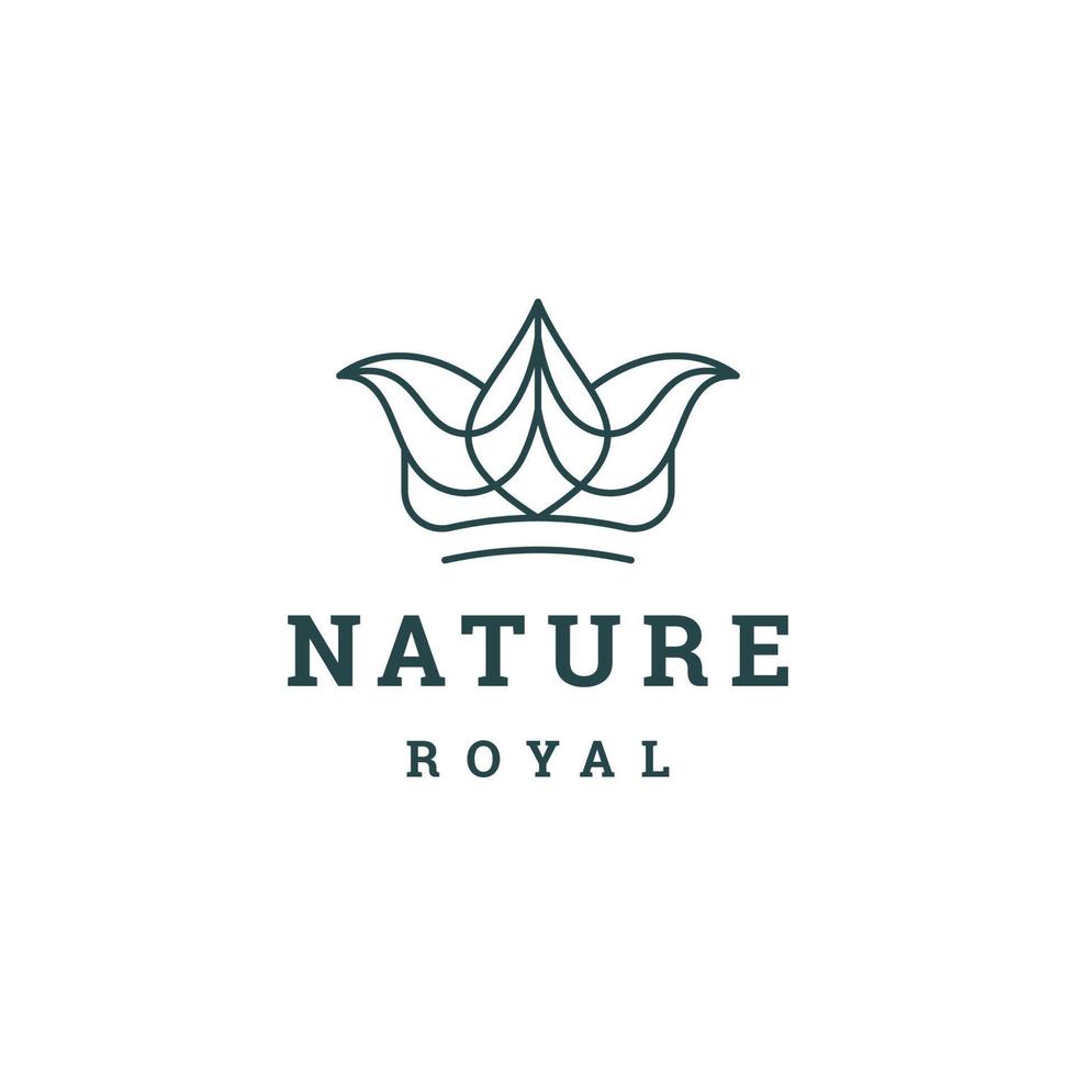 Royal with leaf line logo icon design template vector