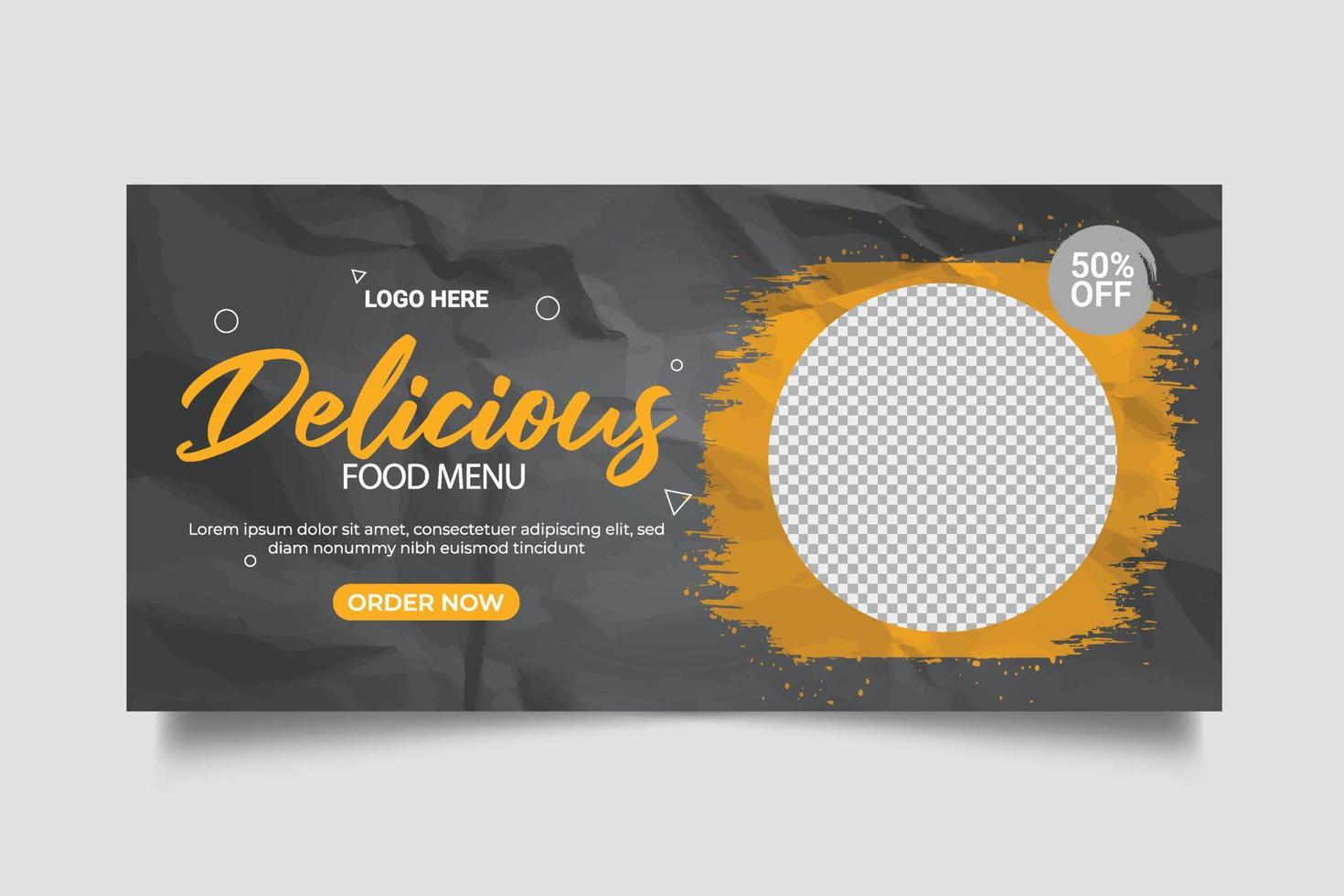 Food menu web banner social media post with restaurant social cover banner promotion template vector
