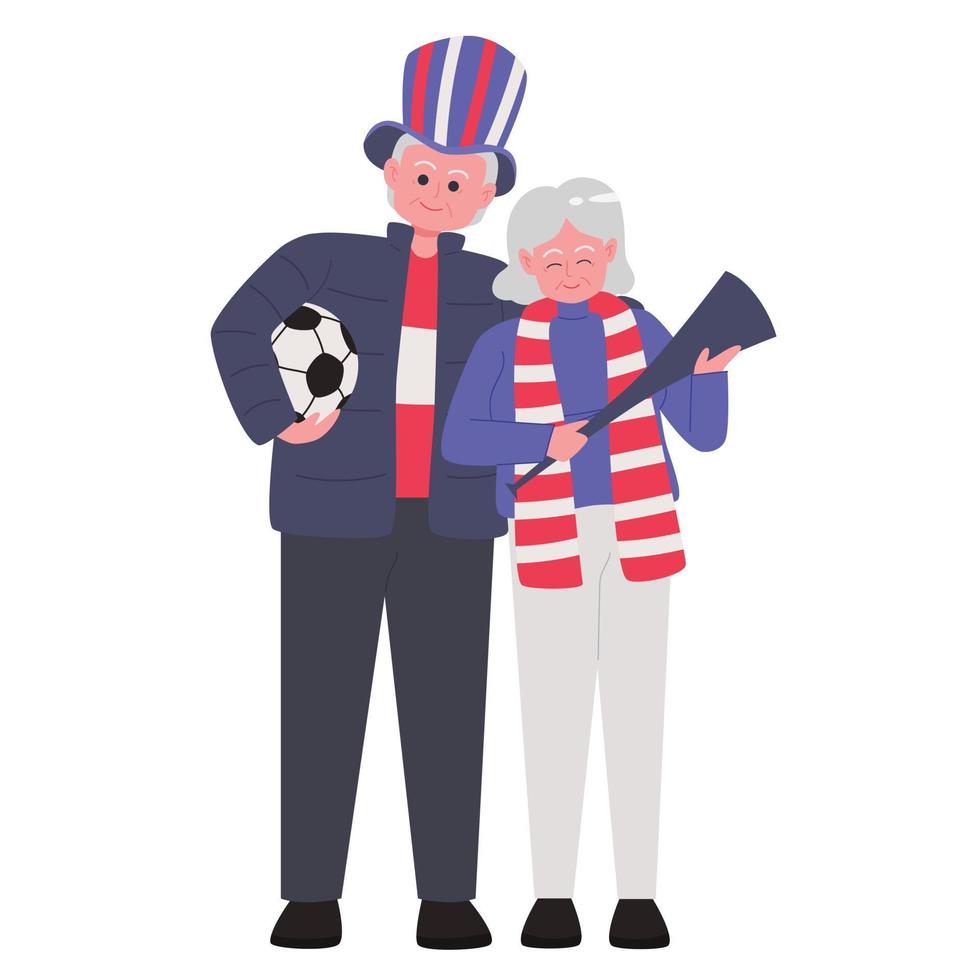 Elderly soccer fans vector image