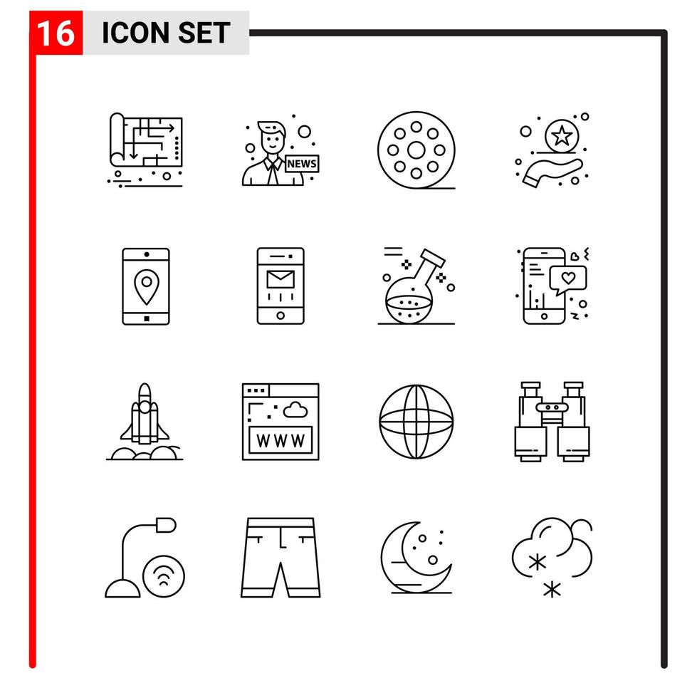 16 General Icons for website design print and mobile apps. 16 Outline Symbols Signs Isolated on White Background. 16 Icon Pack. vector