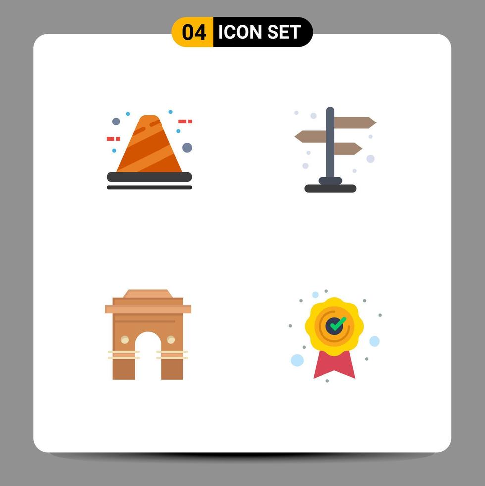 4 Thematic Vector Flat Icons and Editable Symbols of architecture global construction direction india Editable Vector Design Elements