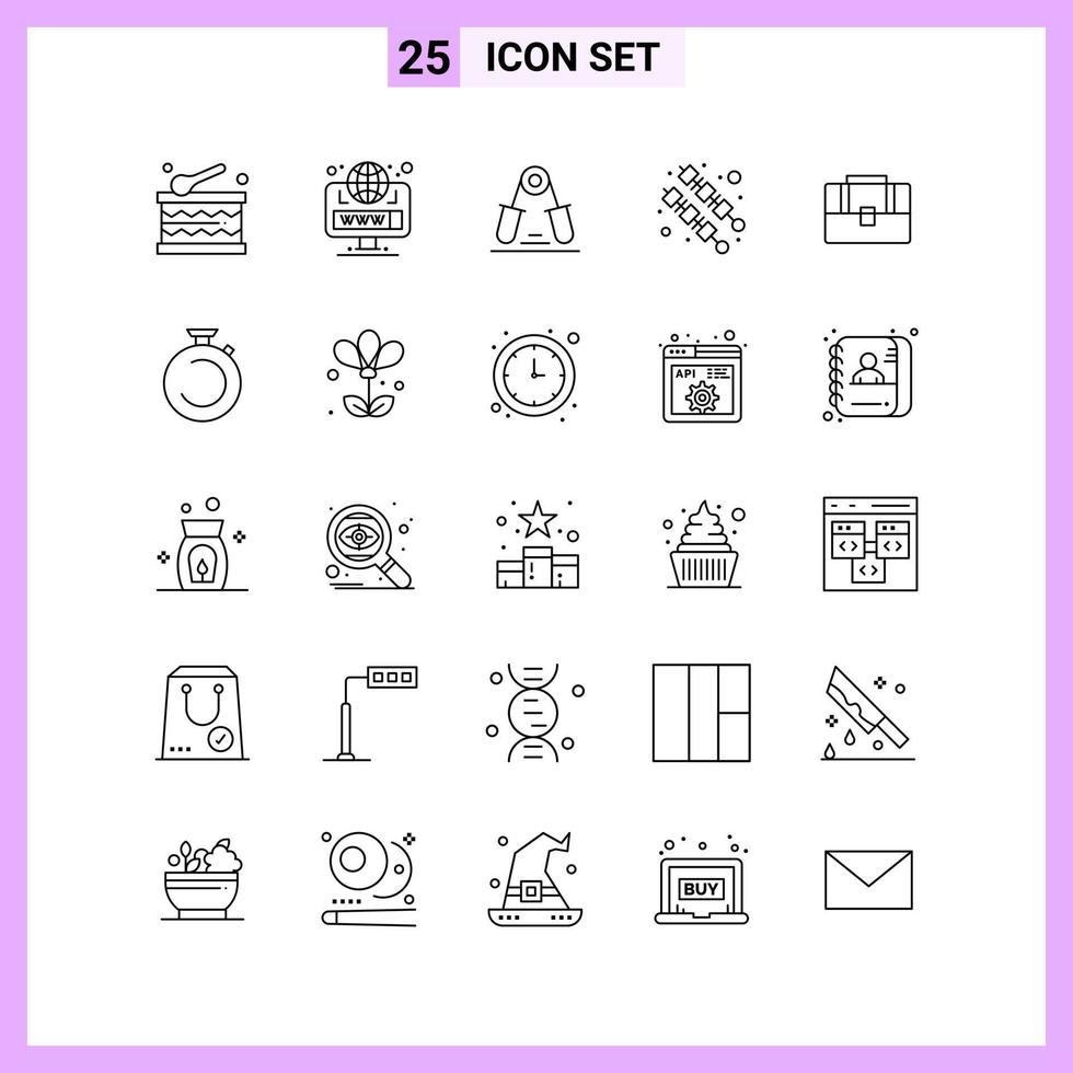 25 Icons in Line Style. Outline Symbols on White Background. Creative Vector Signs for Web mobile and Print.