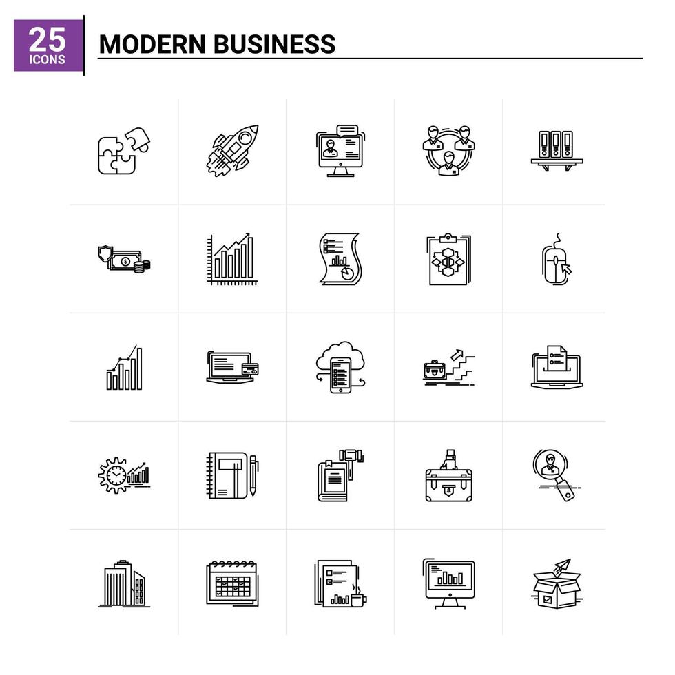 25 conjunto de iconos de negocios modernos antecedentes vectoriales vector