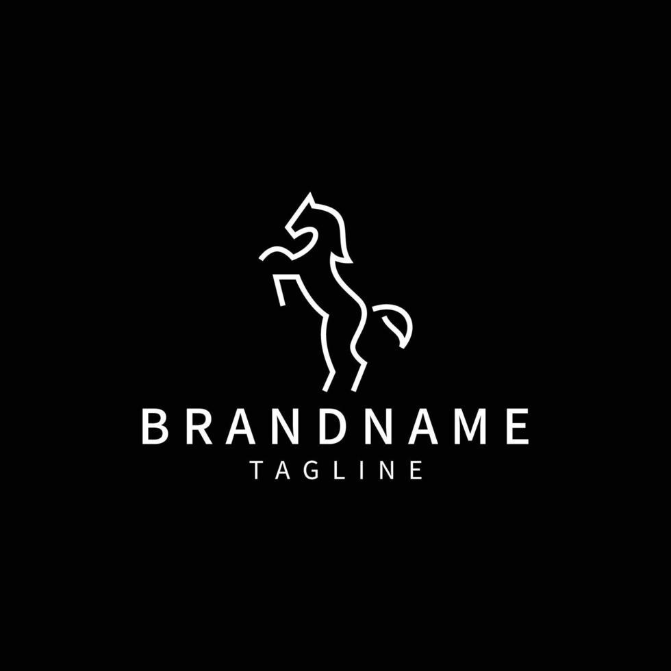 Horse line art logo icon design template vector