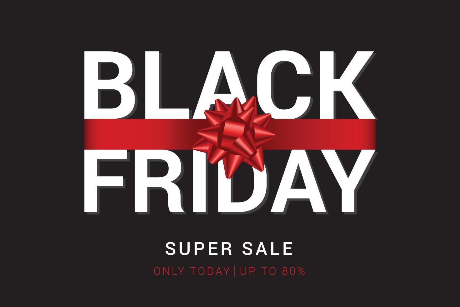 Black friday sale design template Text with decorative red bow. Vector illustration