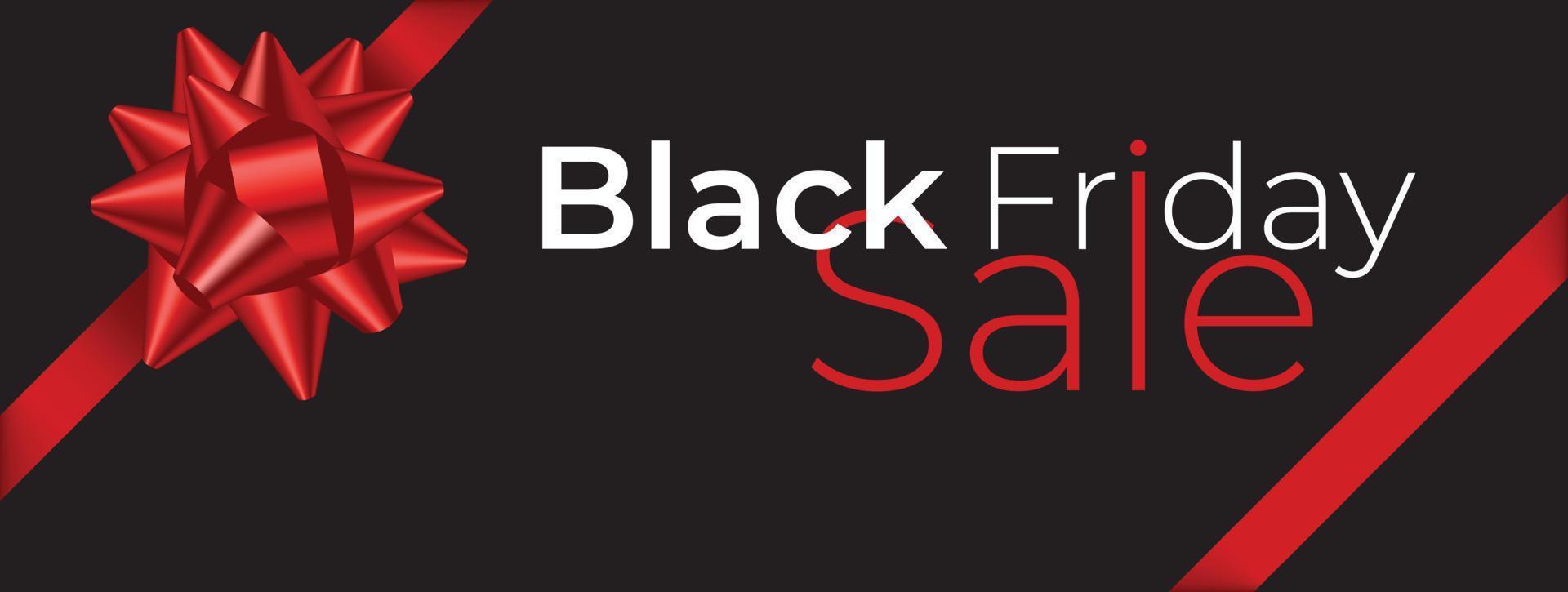 Black friday sale design template Text with decorative red bow. Vector illustration