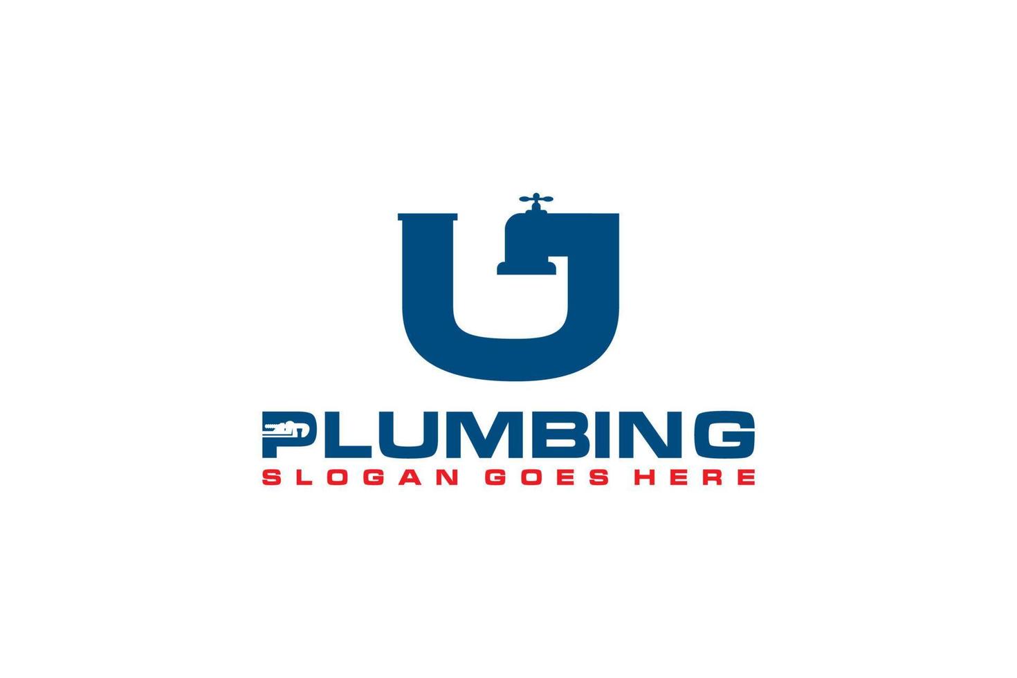 U Initial for Plumbing Service Logo Template, Water Service Logo icon vector. vector