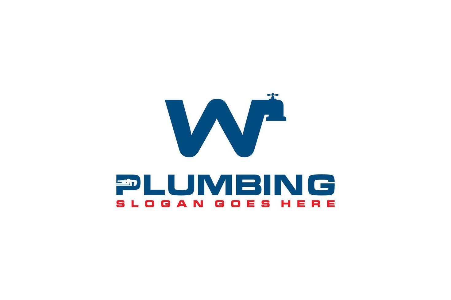 W Initial for Plumbing Service Logo Template, Water Service Logo icon vector. vector