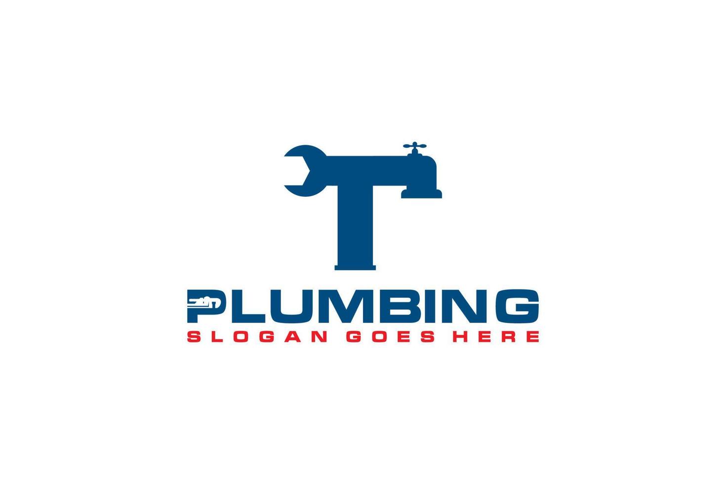 T Initial for Plumbing Service Logo Template, Water Service Logo icon vector. vector