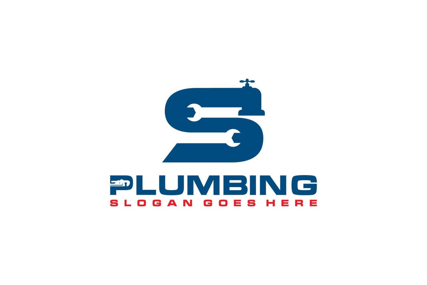 S Initial for Plumbing Service Logo Template, Water Service Logo icon vector. vector