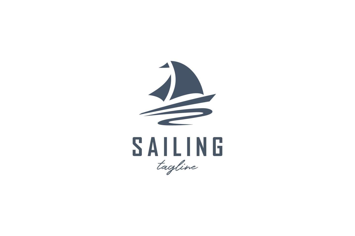 Simple Sailing Yacht Silhouette Logo design inspiration vector