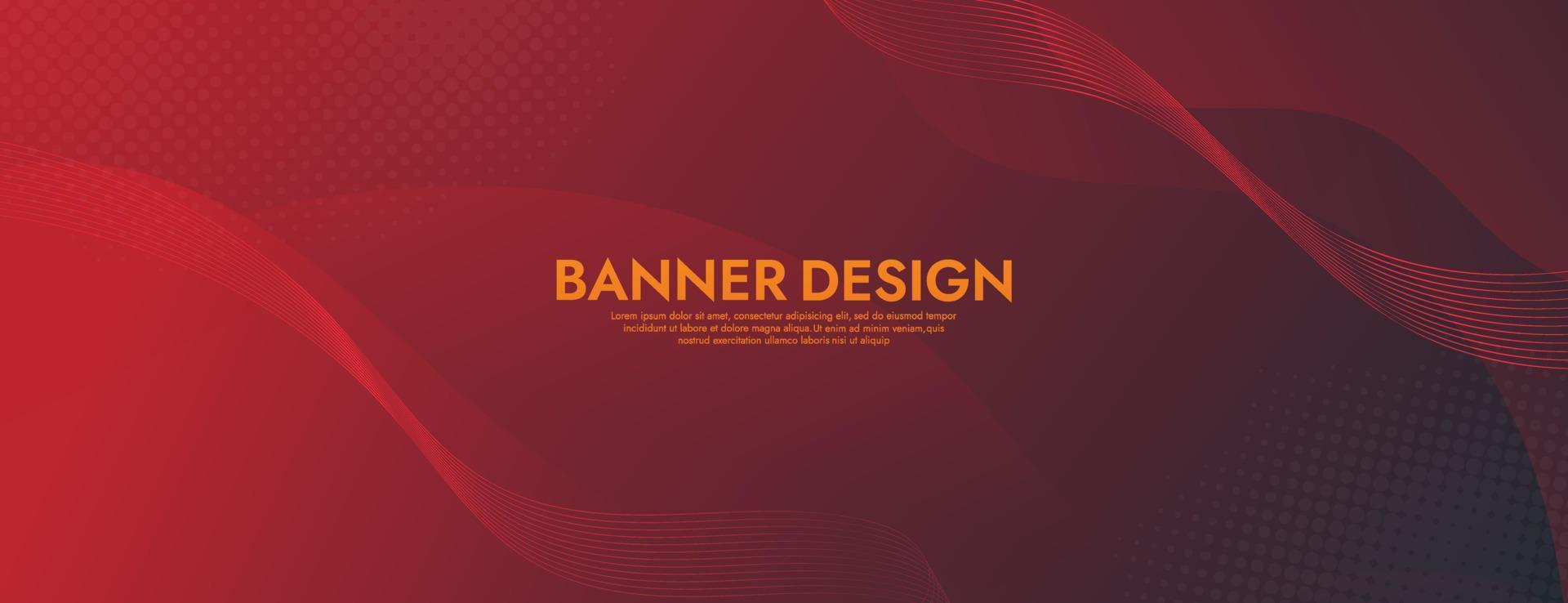 plantilla de banner de onda de fluido rojo abstracto vector