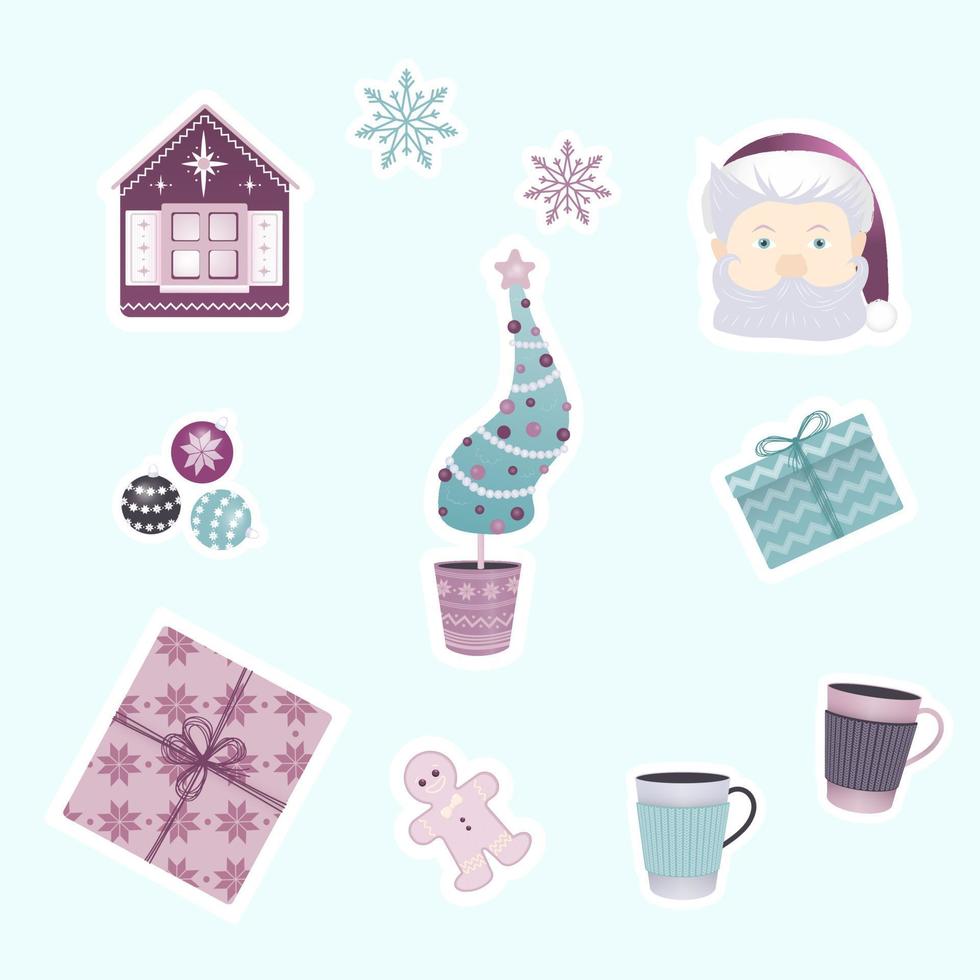 New Year stickers vector