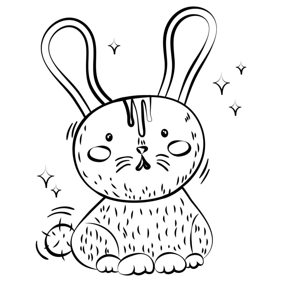 Rabbit drawn with marker vector