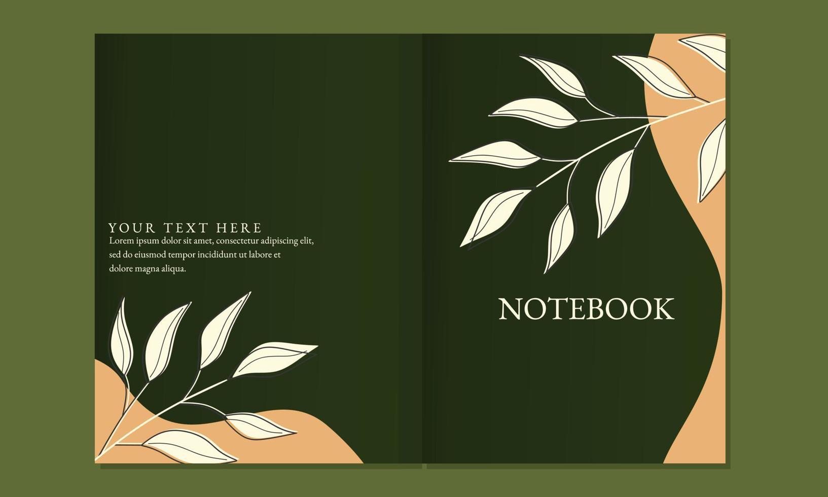 set of green color book cover designs with abstract leaf elements. natural background. A4 size for notebooks, diaries, journals, posters. vector