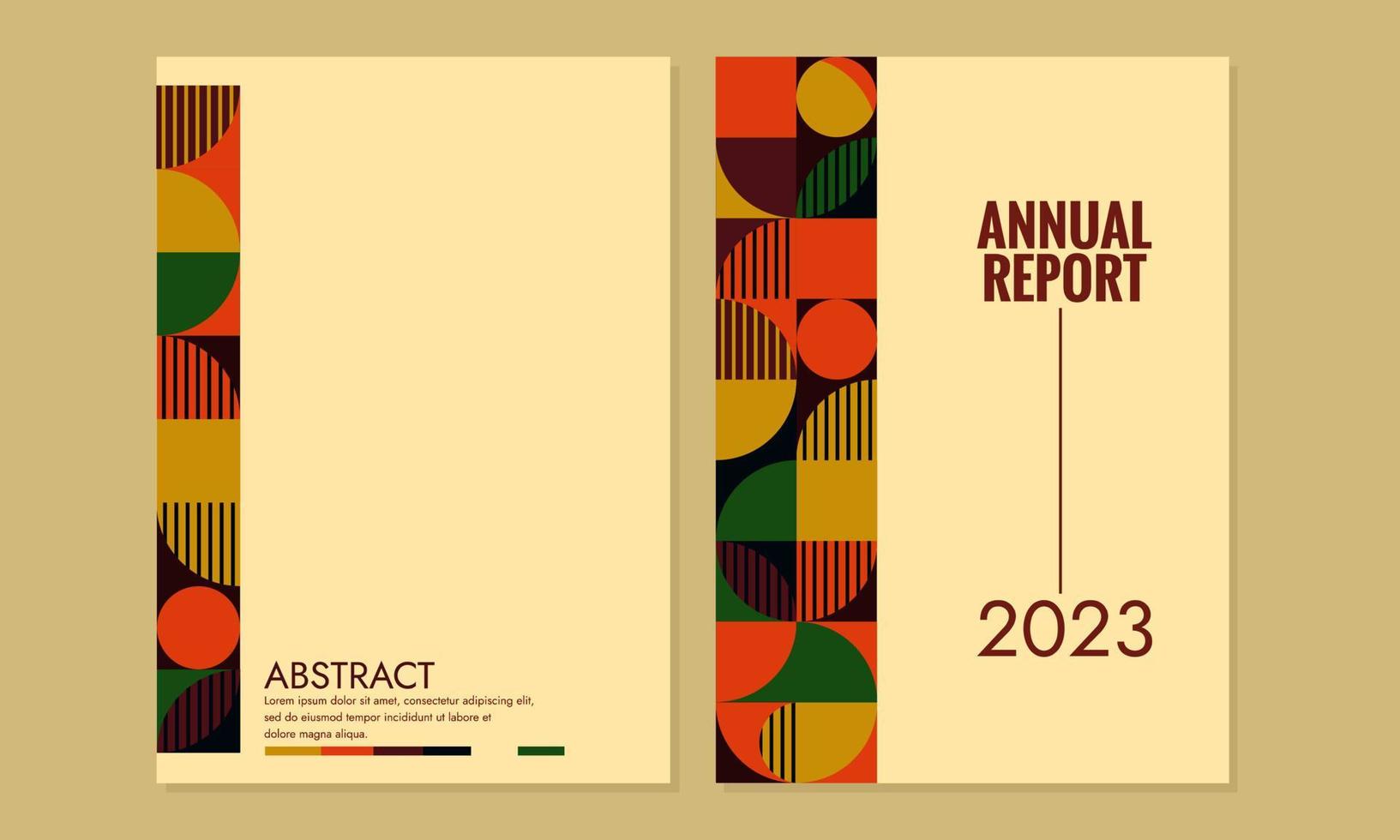 retro Bauhaus cover design. Abstract modern annual report templates geometric swiss pattern circle square lines. for book covers, journals, catalogs, poster vector