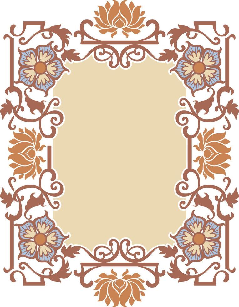 Art deco frame in floral theme vector