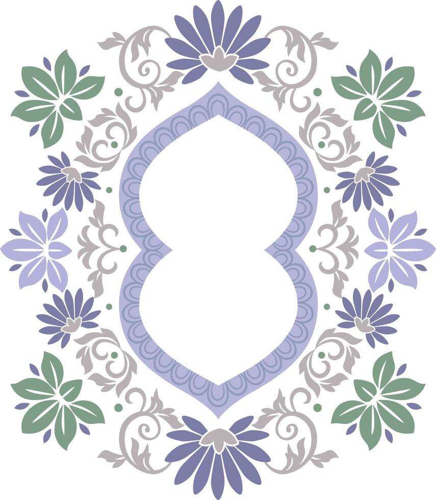 Art deco frame in floral theme vector